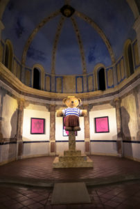 Chapelle of the Pénitents Bleus. Built in the XVIII century in Baroque style in Narbonne. Exhibition "My Teddy is god" by French artist OLLL Chapelle of the Pénitents Bleus. Built in the XVIII century in Baroque style in Narbonne. Exhibition "My Teddy is god" by French artist OLLL